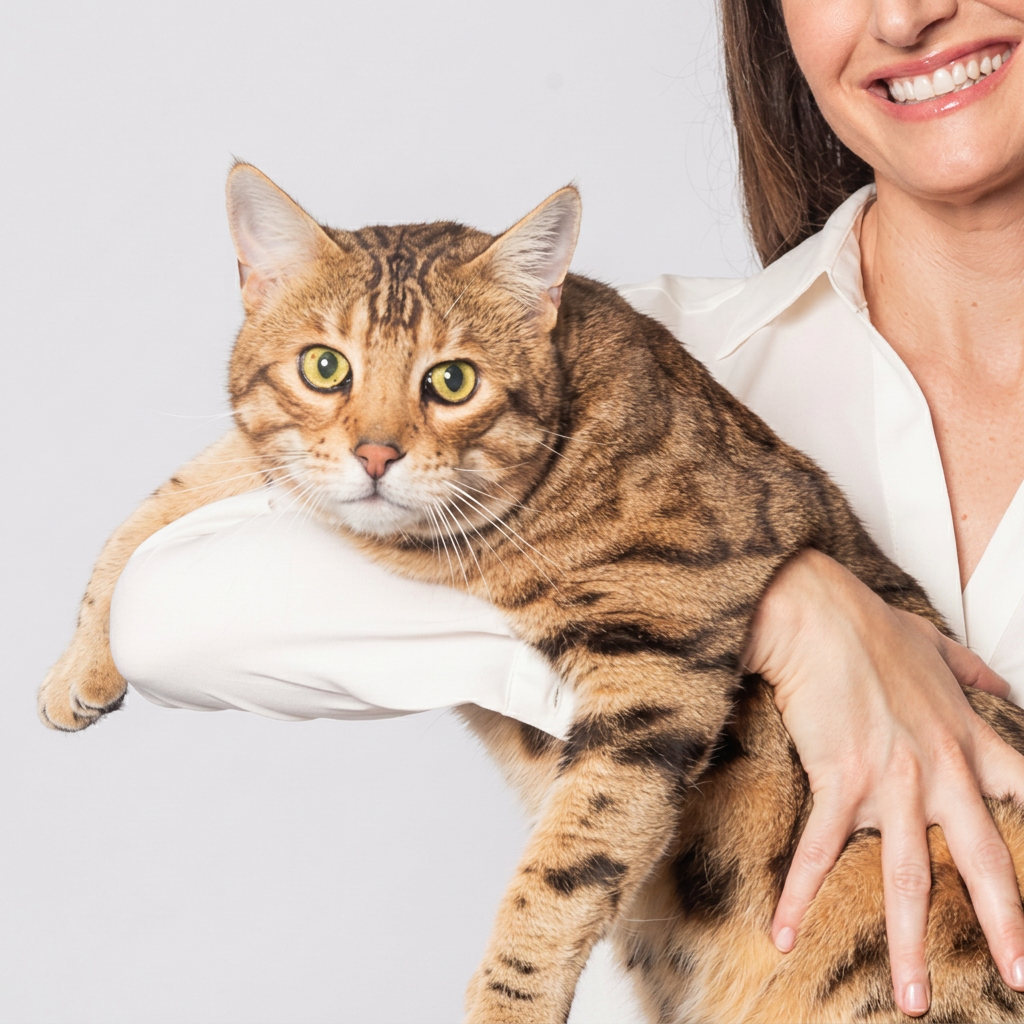 Dr. Rachel Malamed holding a Bengal cat